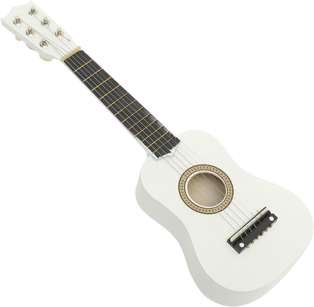 Kids Acoustic Guitar 21 Inch Guitar Acoustic for Beginners Children 6-String Wooden (White) Kids