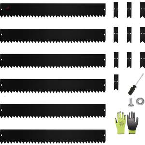 A ANLEOLIFE 20FT Galvanized Steel Landscape Edging, 6-Pack 40" L x 6" H Hammer-in Metal Garden Border with 10 Stakes for Lawn, Pathway, Flower Beds Black