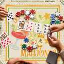 Green and Yellow Chinoiserie Mahjong Mat 31.5 x 31.5 in,Cocktail Floral Chinese Non-Slip Noise Reduction Gaming Mat for Table American Mahjong Poker Board Games Card Games Dominoes