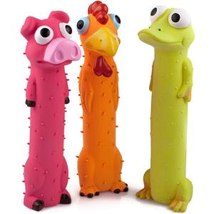 CHIWAVA 3 Pack 9" Squeaky Latex Dog Toys Standing Stick Animal Puppy Fetch Interactive Play for Small Medium Dogs