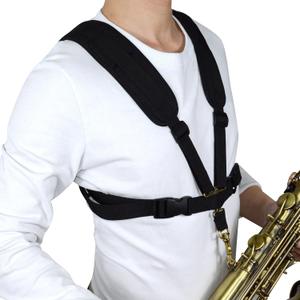 adorence Saxophone Harness Strap, Padded Shoulder & Chest Sax Strap for Baritone, Tenor, and Alto Saxophones, Ideal for Regular Beginners, Medium (Metal Back Clips)