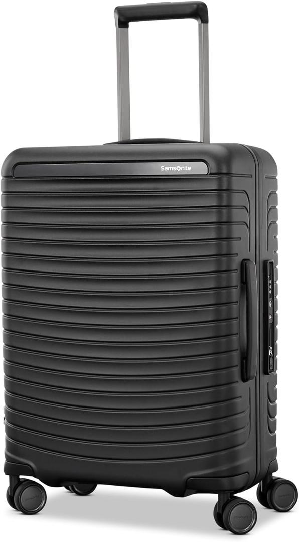 Framelock Max 21 Carry-On Hardshell Zipperless Luggage - Highly Secure Integrated Eazylock Mechanism - RightHeight Adjustable Handle System - 360 Spinner Wheels - Airline Approved - Asphalt Black