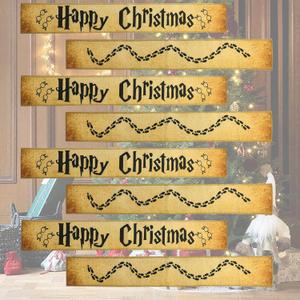 2 x 8PCS Christmas Wizarding Theme Banners Harry Party Ornaments for Xmas Tree Printed Footprint Rustic Wizard Burlap Ribbon Ornaments Magical Christmas Decoration for Vintage DIY Holidays Party Supplier