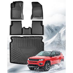 All Weather Floor Mats & Cargo Liner for Jeep Compass 2017-2025 (2017 New Body Only),Custom Fit Full Set Heavy Duty Trunk Mats for Jeep Compass Accessories 2017 2018 2019 2020 2021 2022 2023 2024 2025