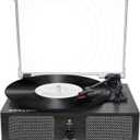 Vinyl Record Player Wireless Turntable with Built-in Speakers and USB Belt-Driven Vintage Phonograph Record Player 3 Speed for Entertainment and Home Decoration Black