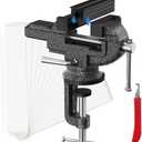 Golf Grip Vise Clamp Kit for Regripping Golf Club, Golf Grip Removal Tool - Inlcudes 15 Double-Sided Tapes (2"x 10"), 360 Swivel Portable Table Vise, A Hook Knife, Rubber Sleeve (No Solvent)