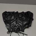 SHENHE Women's Y2k PU Leather Lace Up Spiderweb Lace Gothic Corset Bustier Cami Tank Top D Small