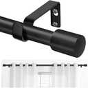 TONIAL Curtain Rod 16 to 30 Inch(1.3 to 2.5 ft), Adjustable Splicing Window Curtain Rods, 3/4 Drapery Rods for Windows, Decorative Single Rod with Modern Cap Finial, Black