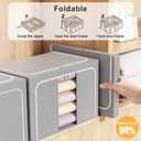 Clothes Storage Bins with Metal Frame Foldable Storage Box Clothes Organizers Storage Containers for Clothes Sheets Blankets Books Toys Gifts and Holiday Decorations (100Lx3 Pack)