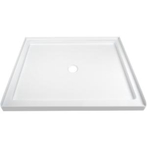 DeerValley DV-1SB0107 48"L X 30"W Shower Base in White with Single Threshold and Center Drain, Center Drain Location, Small Rectangle Acrylic Shower Pan, Non-slip Design