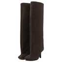 VOZTOLLS Women's Knee High Suede Boots for Women Wide Calf Square Toe Stiletto Heels Tall Boots Pull on High Heel Long Booties Brown Size 7.5