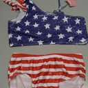 Nokecina Swimsuit for Girls Size 14-16 Years Old 2-Piece Blue White Stars Ruffle Bathing Suit Cute Bikini Set 170