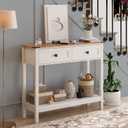 Trironsun Farmhouse Console Table with 2 Drawer for Entryway Rustic Sofa Table with Open Storage Shelf Hallway Table with Wooden Frame for Bedroom Living Room, 39.4 Inch