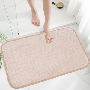 Bath Mats 30x20 Non-Slip Absorbent Bathroom Rug, Quick Dry Machine Washable Shower Tub Mat with Rubber Backing, Soft Floor Carpet for Bathroom Decor Waffle White