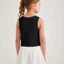 Girls Tank Tops Kids Athletic Twist Front Sleeveless Workout Crop Tops for Running Yoga Dance 5-14 Years, 140