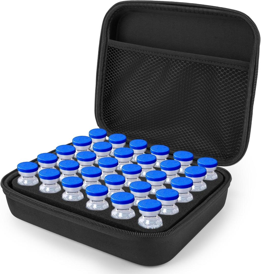 SMYV Insulin Vial Holder Storage Case for Fridge, Peptide Case Fits Standard 10ml U-100 Vials, 30 Slots