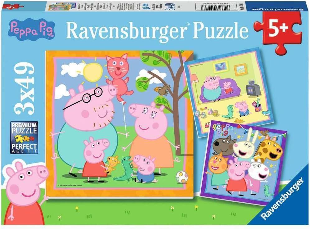 RAVENSBURGER Puzzle Ravensburger 05579 Family and Friends 3 x 49 Pieces Peppa Pig Puzzle for Children from 5 Years