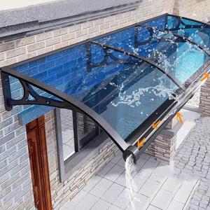 Awnings for OutsideWindow awnings ExteriorAluminum Bracket, Durable Polycarbonate CanopyRain & Snow Protection, for Entrance, Balcony, Garage-Blue-60x80cm/24x32in