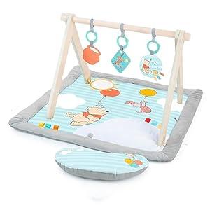 Bright Starts Disney Winnie THE Pooh Once Upon a Tummy Time Baby Play Mat, Tummy Time Mat and Play Gym, Blue, Newborn