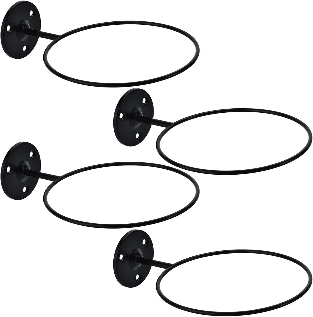 Basketball Holder Wall Mount, Large Black Metal Ball Holder, Ball Stand for Basketball Football, Volleyball, Basketball Rack Display for Men Sports Accessories Organizer (Roll, 4)