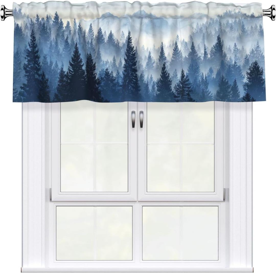 Tree Valance Curtain Window Valance Treatment Decor Small Window Curtains for Bedroom Kitchen Bathroom Living Room 1 Panel 54x18in
