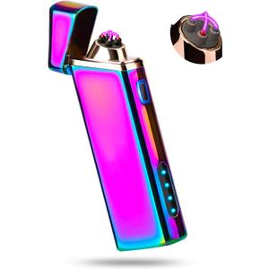 Electric Arc Windproof Plasma Lighter - USB Rechargeable, Upgraded Battery Indicator - Multichrome