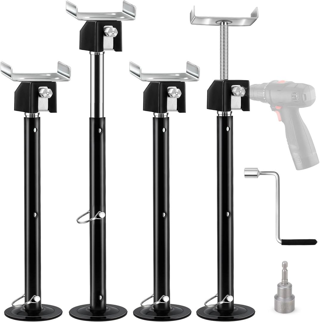 Kohree RV Slide Out Support Jacks (4PCS), Up to 20,000lb Heavy Duty Camper Support Jacks, Adjust from 20"-49" by Power Drill or Hand Crank Handle for Camper Trailer 5th wheel and Class A RV Slide Outs
