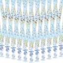 Winnie Baby Shower Pacifiers Necklace for Girls, It's a Girl Baby Shower Favors, 30 Blue Acrylic Pacifiers with Blue-Ribbon, Pooh Pacifier-Necklace Gifts, Girl Bear Party Decorations