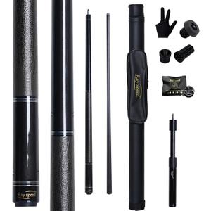 Carbon Fiber Pool Cue Stick 12.5mm Rainbow Tip Low Deflection Pool Stick with Uni-loc Pin Joint and Extension Pool Stick-20 oz