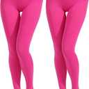 Paralinda 2 Pairs Women's Solid Color Tights 80D, Soft Opaque Microfiber Tights (Pink, XXL)