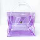 2 x 2PCS Clear Plastic Tote Bags with Buttons Closed, Simple Beach Bag Cosmetic Storage Bag for Girls.
