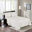 King Size Percale Bed Sheets, 200 Thread Count Cotton Polyester Blend Sheet Set,Wrinkle Free,Breathable,Crisp Refreshing Feeling, 60 Cotton 40 Polyester Cotton Rich Sheets 4 PC(Ivory,King)