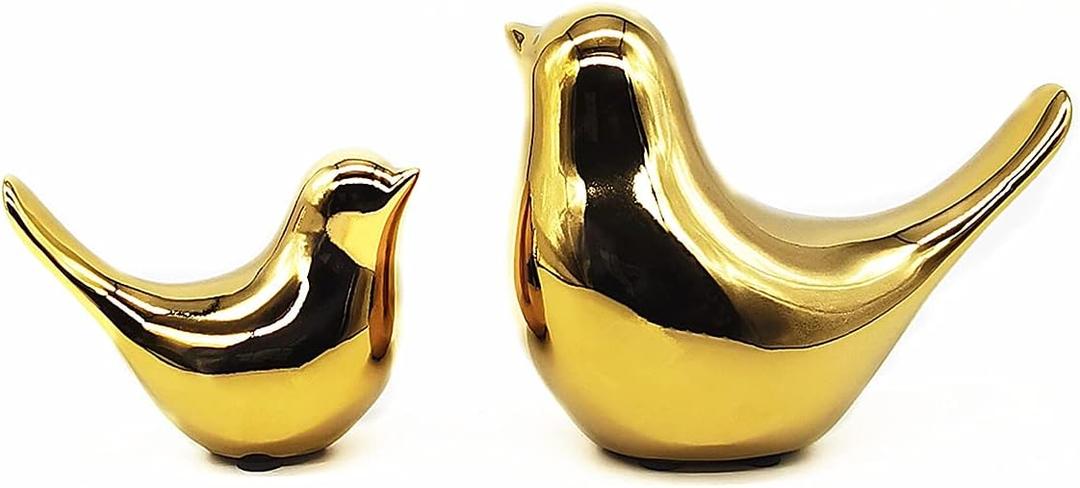 Small Animal Birds Statues Home Decor Modern Style Gold Decorative Ornaments for Living Room, Bedroom,Cabinets, Office Desktop (2 Pack)