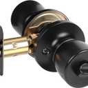HOSOM Privacy Door Knob with Lock, Matte Black Door Knob Set, Black Door Handles Interior, Keyless Doorknobs Interior Door Lock for Bedroom, Bathroom, 1 Pack