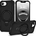 Compatible with iPhone 16e Case 6.1'' with Magnetic Ring Stand [Military Drop Protection][Compatible with MagSafe] Shockproof 16e Phone Case for Men Wowen,Black