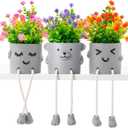 3 Packs Cute Fake Plants, Kawaii Artificial Potted Plants for Table Desk Home Bedroom Bathroom Office Shelf Office Wall Room Farmhouse Decor Artificial Plants B