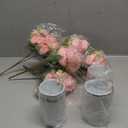 3 Sets Artificial Peonies Flower Peony Bouquet with Galvanized Metal Pot Silk Fake Peonies Faux Flower Arrangements for Wedding Table Centerpiece Party Home Room (Pink)