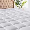 MATBEBY Full Size Mattress Pad - Cooling Breathable Mattress Topper, Quilted Fitted Mattress Protector, Pillow Top Mattress Cover with 8-21" Deep Pocket, Soft, Machine Washable, White, 54x75 Inches