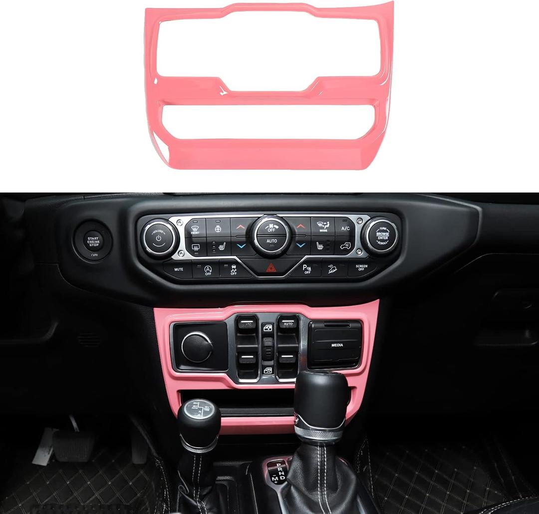 JeCar Pink Center Console Window Control Panel Trim Cover for 2018-2024 Jeep Wrangler JL JLU Gladiator JT Interior Accessories