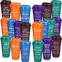 Skylety 20 Pack Christian Gifts for Men Women 16oz Reusable Bible Verse Tumbler Bulk Plastic Coffee Cups with Lids Inspirational Religious Christmas Gifts for Church Party Favor (Retro Color)