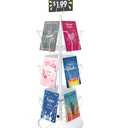 Greeting Card Display Stand Rotating Rack Holder, for Postcard Sticker Retail, Metal White