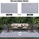 Smiry Waterproof Outdoor Rug 9x12 ft, Reversible Plastic Straw Patio Camping Rugs, Outdoor Indoor RV Mat Carpet for Patio, Outside Entry, Backyard, Deck, Bench, Picnic, Camper, White & Grey
