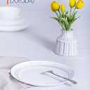 10.5 inch Dinner Plate Set of 6, Lightweight Round Opal Glass Dinnerware Plates, Dishwasher and Microwave Safe, Black Modern Speckled Design (Galaxy)