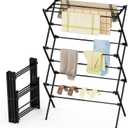 Drying Rack Clothing, 3-Tier Clothes Drying Rack Foldable, Antirust Laundry Drying Rack Collapsible Use for Indoor & Outdoor, 11.8" D x 34.6" W x 35.4" H, Black