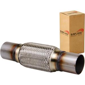 Exhaust Flex Pipe Universal Type 100% Stainless Steel For Heavy Duty and Cars (1 PC, 2X6X10)