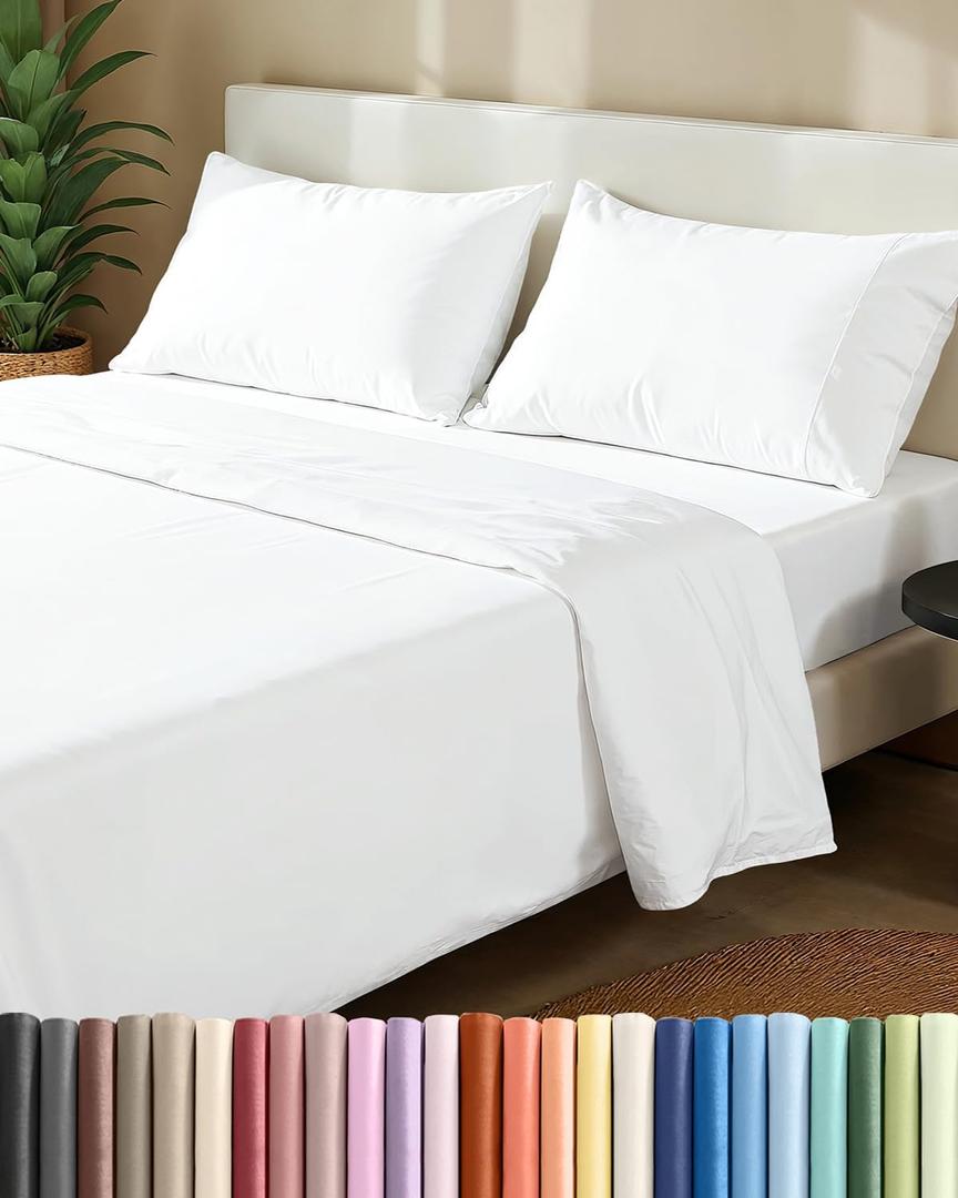 Extra Thick Heavyweight Full Size 4 Piece Sheet Set  High End Super Luxury Bed Set  Premium Heavyweight Hotel Quality Sheets with Deep Pockets - Easy-Fit - Ultra-Soft, Warm and Wrinkle Free - White