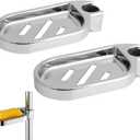 2PCS Soap Dish for Shower Rod, Soap Plates Smooth Bathroom Holder Adjustable Shower Rod Rail Slide Soap Dish Holder Tray for Bathroom Gadget