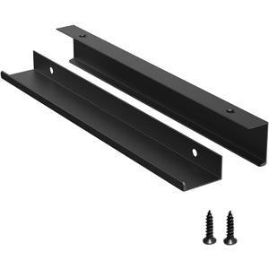5 Pack Edge Black Hidden Drawer Door Cabinet Handle Aluminum Alloy Finger Bar Pull Concealed Furniture Hardware Back Mount Dresser Handles for Kitchen Bathroom 250mm(9.8 Inch)