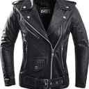 HWK Brando Leather Motorcycle Jacket for Women, Genuine Leather Jacket for Weather & Water Resistant Motorbike Riding L