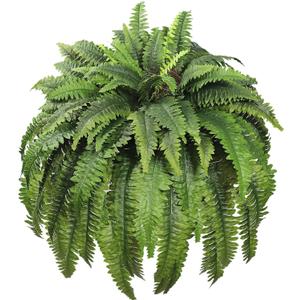 Large Artificial Ferns for Outdoor 96 Fronds Fake Boston Fern Faux Ferns Plant Silk Greenery for Indoors Home Garden Porch Windowsill Decor (1 Stem)